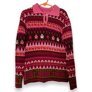 ⭐️STEVE and BARRY’S Girls pink fair isle style sweater